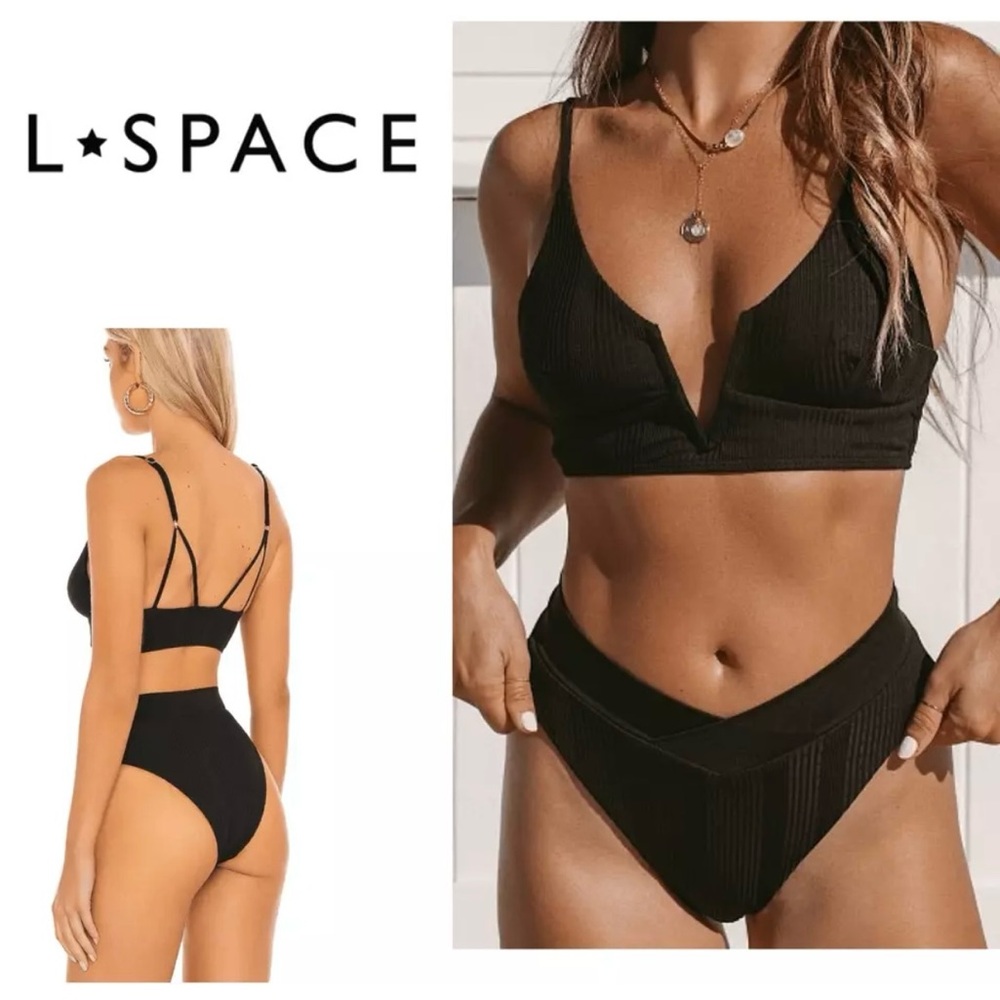 New   L*SPACE black siren top and court bottom bikini set. XS. Retails $213